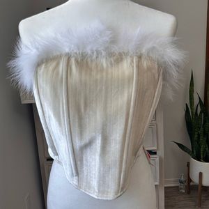 Cropped Velvet Fringe Top